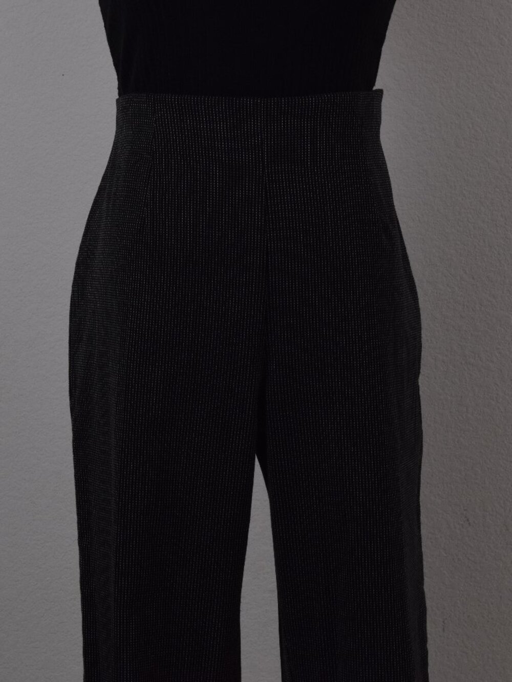 Vintage 90s High  Waist Black Pinstripe Flat Front Trousers | 32 waist